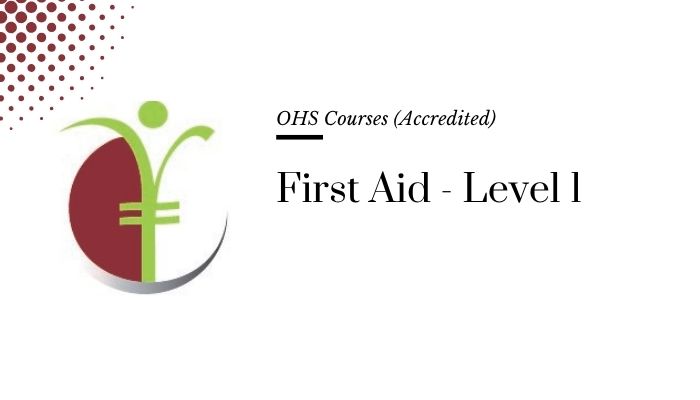 Course banner for “First Aid - Level 1” under OHS Courses for SHEQ INTEGRATED TRAINING