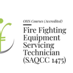 Course banner for “Fire Fighting Equipment Servicing Technician (SAQCC 1475)” under OHS Courses for SHEQ INTEGRATED TRAINING