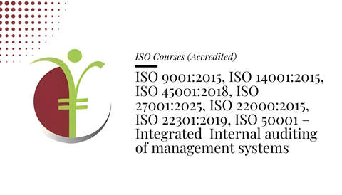 Course banner for “ISO 9001:2015, ISO 14001:2015, ISO 45001:2018, ISO 27001:2025, ISO 22000:2015, ISO 22301:2019, ISO 50001 – Integrated  Internal auditing of management systems” under ISO Courses for SHEQ INTEGRATED TRAINING